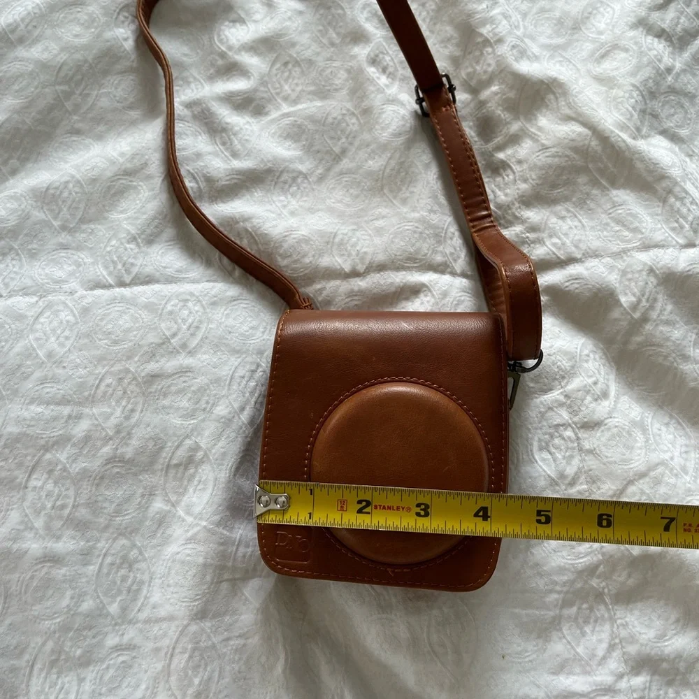 Brown Leather Polaroid camera bag